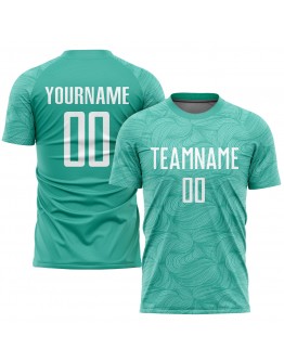 Best Pro Custom Aqua White Sublimation Soccer Uniform Jersey