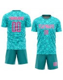Best Pro Custom Aqua Pink-White Sublimation Soccer Uniform Jersey Best Pro Custom Aqua Pink-White Sublimation Soccer Uniform Jersey