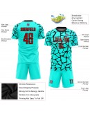 Best Pro Custom Aqua Red-Black Sublimation Soccer Uniform Jersey